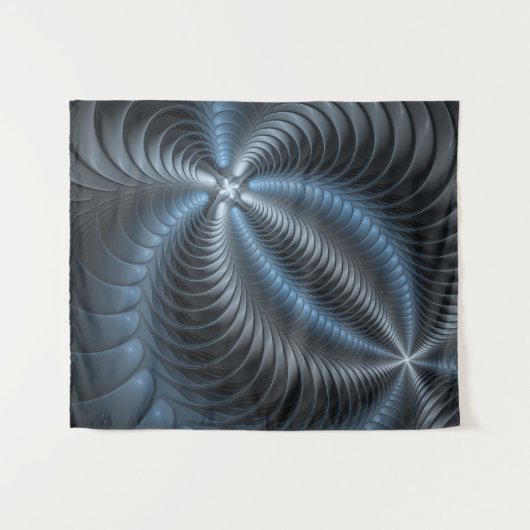 Kunststof Blauw Grijs 3D Fractal Art Modern Abstra Wandkleed (Voorkant (horizontaal))