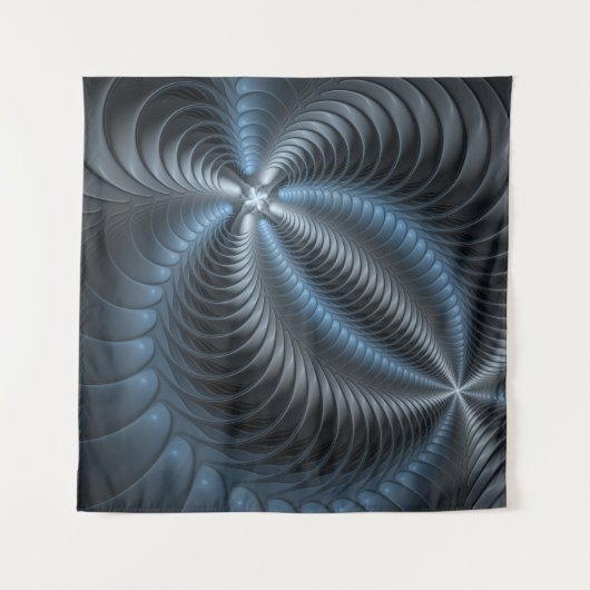 Kunststof Blauw Grijs 3D Fractal Art Modern Abstra Wandkleed (Voorkant (horizontaal))