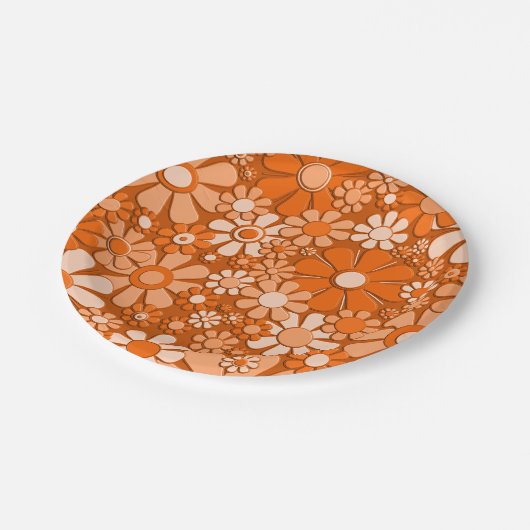 Kunststof bloemen Retro 60s 70s Floral Print Patte Papieren Bordje (Gekanteld)