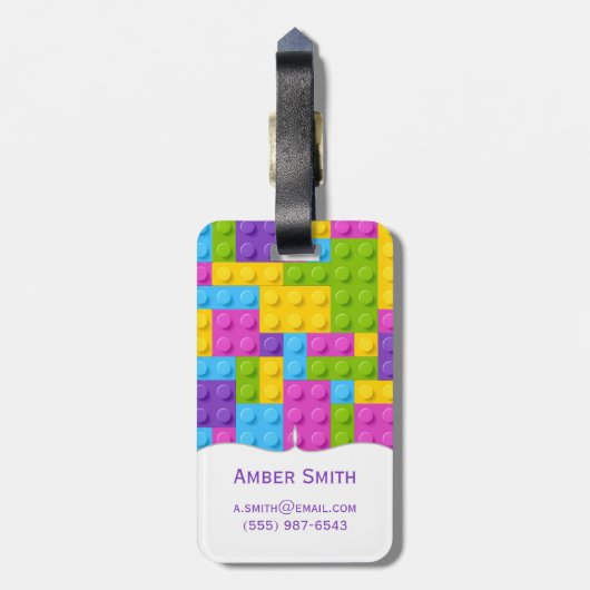 Kunststof bouwstenen patroon bagagelabel (Achterkant verticaal)