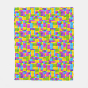 Kunststof bouwstenen patroon fleece deken