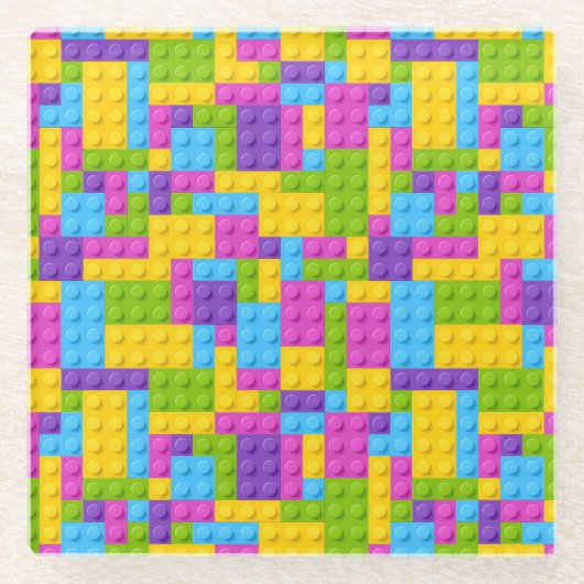 Kunststof bouwstenen patroon glazen onderzetter (Voorkant)