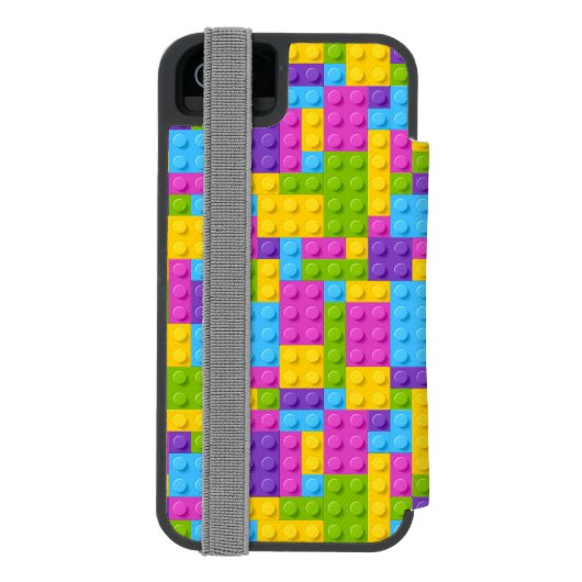 Kunststof bouwstenen patroon incipio iPhone portemonnee hoesje (Agenda Achterkant)