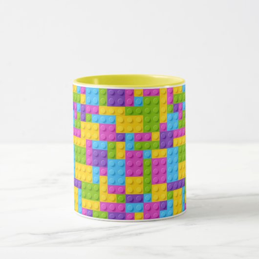 Kunststof bouwstenen patroon mok (Midden)