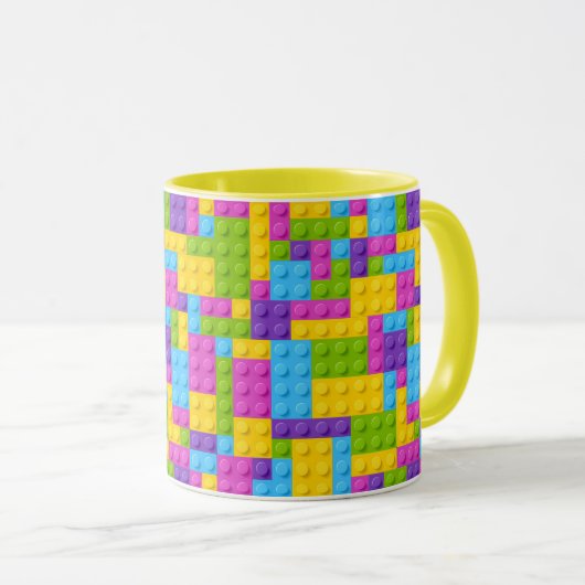 Kunststof bouwstenen patroon mok (Voorkant rechts)