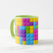 Kunststof bouwstenen patroon mok (Voorkant links)