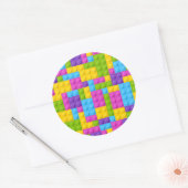Kunststof bouwstenen patroon ronde sticker (Envelop)