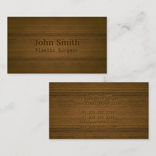 Kunststof chirurg Elegant Wood Textuur Visitekaartje (Voorkant / Achterkant)