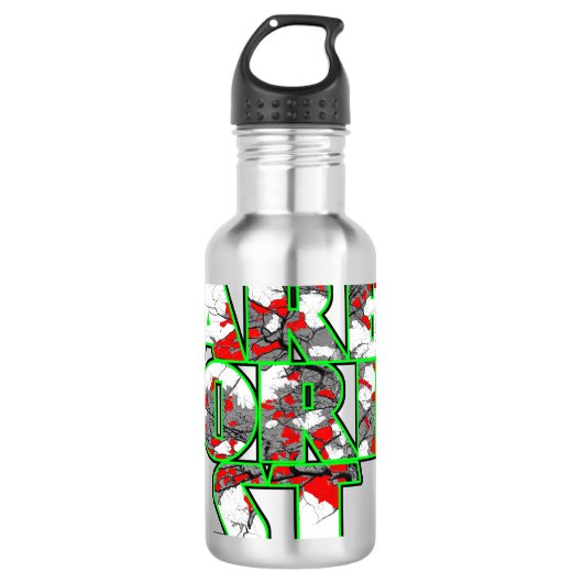 Kunststof Cool, groen en rood tekstontwerp Waterfles (Voorkant)