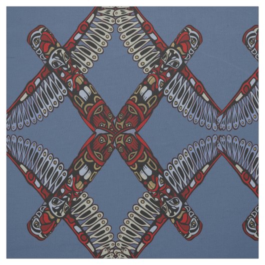Kunststof Eagle Totem Pole Tribal Stof (Swatch)