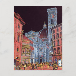 Kunststof Florence Italië Street Scene met Duomo Briefkaart