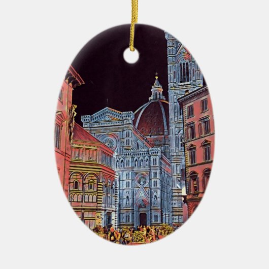 Kunststof Florence Italië Street Scene met Duomo Keramisch Ornament (Voorkant)