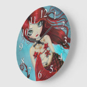 Kunststof klok met zeemeermin fantasie kunst Ruby (Hoek)