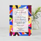 Kunststof levendige kleurrijke borstelexplosiekuns kaart (Staand voorkant)