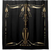 Kunststof nieuwe stijl gouden kleurstof zwart douchegordijn (Voorkant)