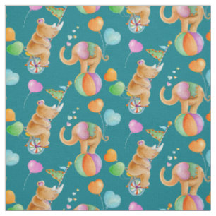 Kunststof Nursery circus Animal waterverf Stof