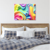 Kunststof regenboog vloeibare vormen canvas afdruk (Insitu (Slaapkamer))