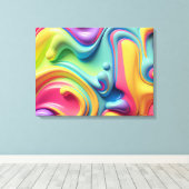 Kunststof regenboog vloeibare vormen canvas afdruk (Insitu (Houten vloer))