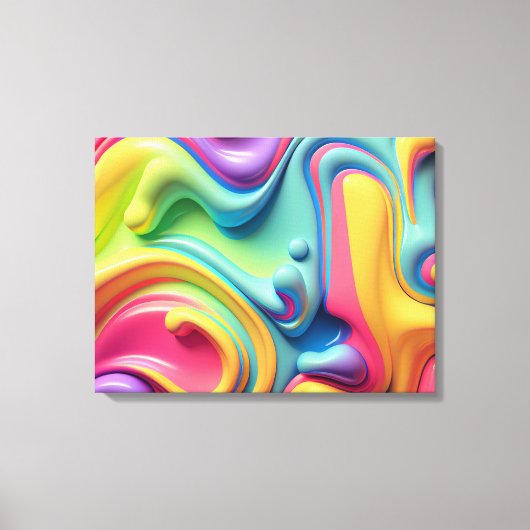Kunststof regenboog vloeibare vormen canvas afdruk (Voorkant)