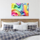 Kunststof regenboog vloeibare vormen canvas afdruk (Insitu (Slaapkamer))