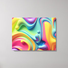 Kunststof regenboog vloeibare vormen canvas afdruk