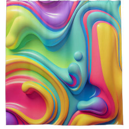 Kunststof regenboog vloeibare vormen douchegordijn