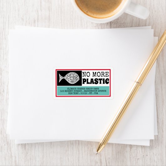 Kunststof vis, klimaatverandering etiket (Insitu)