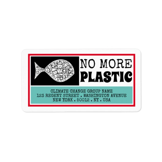 Kunststof vis, klimaatverandering etiket (Voorkant)