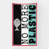 Kunststof vis, klimaatverandering spandoek (Verticaal)