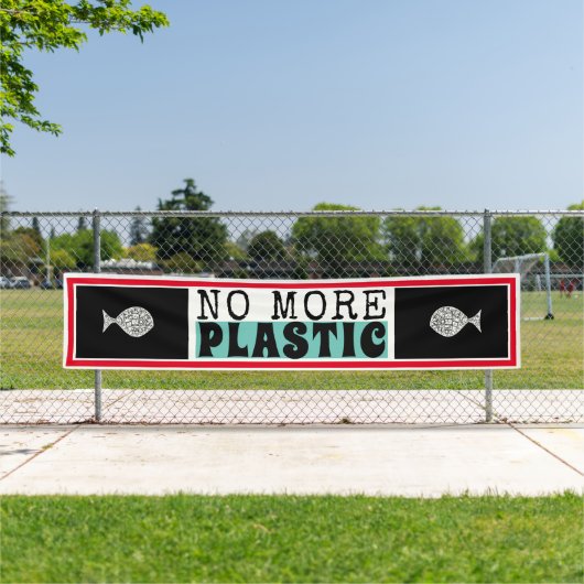 Kunststof vis, klimaatverandering spandoek (Insitu)