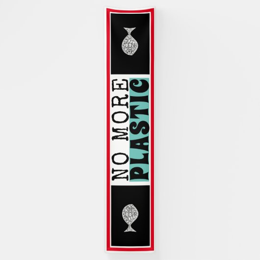 Kunststof vis, klimaatverandering spandoek (Verticaal)