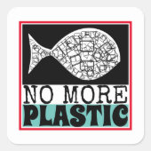 Kunststof vis, klimaatverandering vierkante sticker (Voorkant)