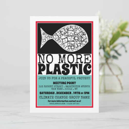 Kunststof vis, vergaderpunt klimaatverandering kaart (Staand voorkant)