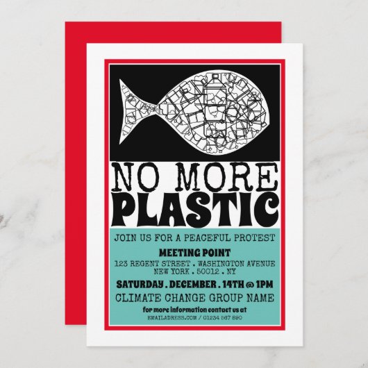 Kunststof vis, vergaderpunt klimaatverandering kaart (Voorkant / Achterkant)