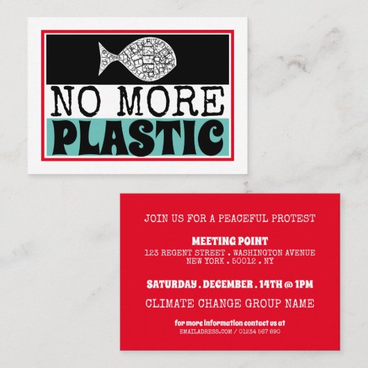 Kunststof vis, vergaderpunt klimaatverandering uit visitekaartje (Voorkant / Achterkant)