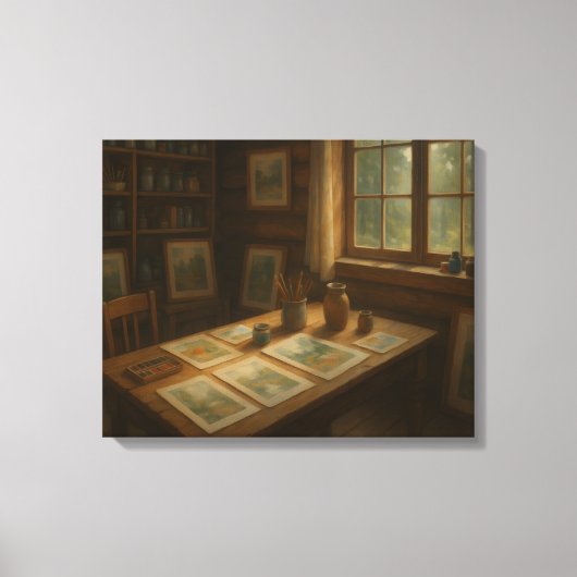 Kunststudio van een Watercolorist Canvas Afdruk (Voorkant)