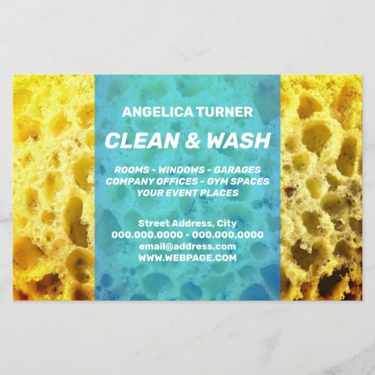 Kunststuk van spons, stijlvol, professioneel blauw flyer (Voorkant)