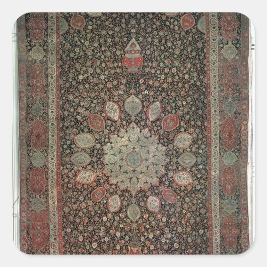 Kunsttapijt gemaakt voor de moskee in Ardabil Vierkante Sticker (Voorkant)