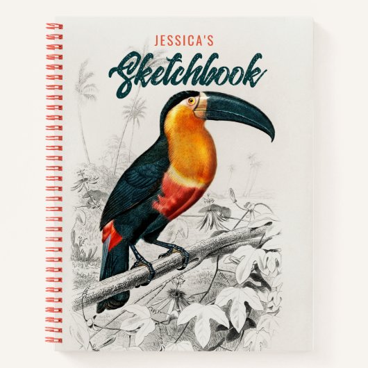 Kunsttekenaar Toucan Bird Sketchbook - Aangepaste Notitieboek (Voorkant)
