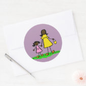 Kunsttekenaars voor moeder en dochter ronde sticker (Envelop)