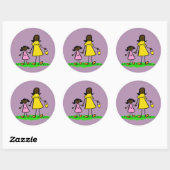 Kunsttekenaars voor moeder en dochter ronde sticker (Vel)