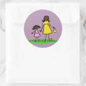 Kunsttekenaars voor moeder en dochter ronde sticker (Tas)