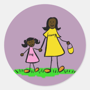 Kunsttekenaars voor moeder en dochter ronde sticker