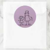 Kunsttekenaars voor moeder en dochter ronde sticker (Tas)