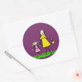 Kunsttekenaars voor moeder en dochter ronde sticker (Envelop)
