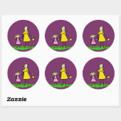 Kunsttekenaars voor moeder en dochter ronde sticker (Vel)