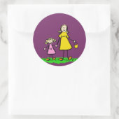 Kunsttekenaars voor moeder en dochter ronde sticker (Tas)