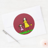 Kunsttekenaars voor moeder en dochter ronde sticker (Envelop)