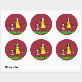 Kunsttekenaars voor moeder en dochter ronde sticker (Vel)