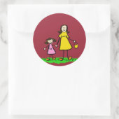 Kunsttekenaars voor moeder en dochter ronde sticker (Tas)
